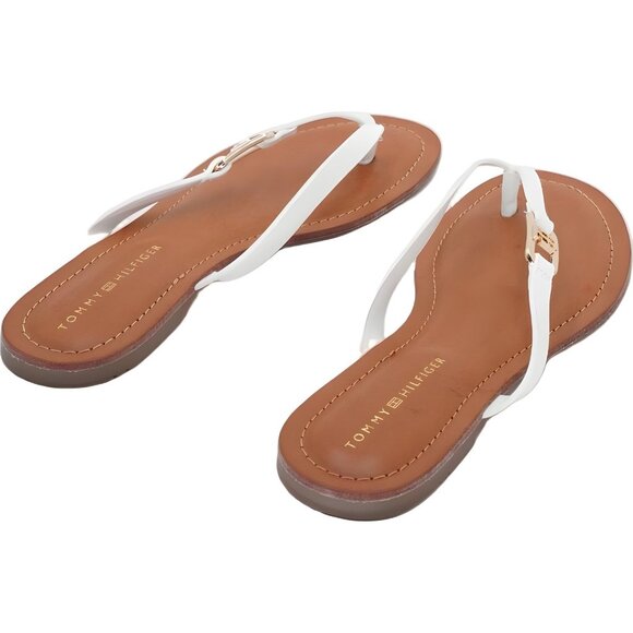 Tommy Hilfiger Liande Logo Thong Flat Sandals White Women's US 9.5M - Picture 3 of 6